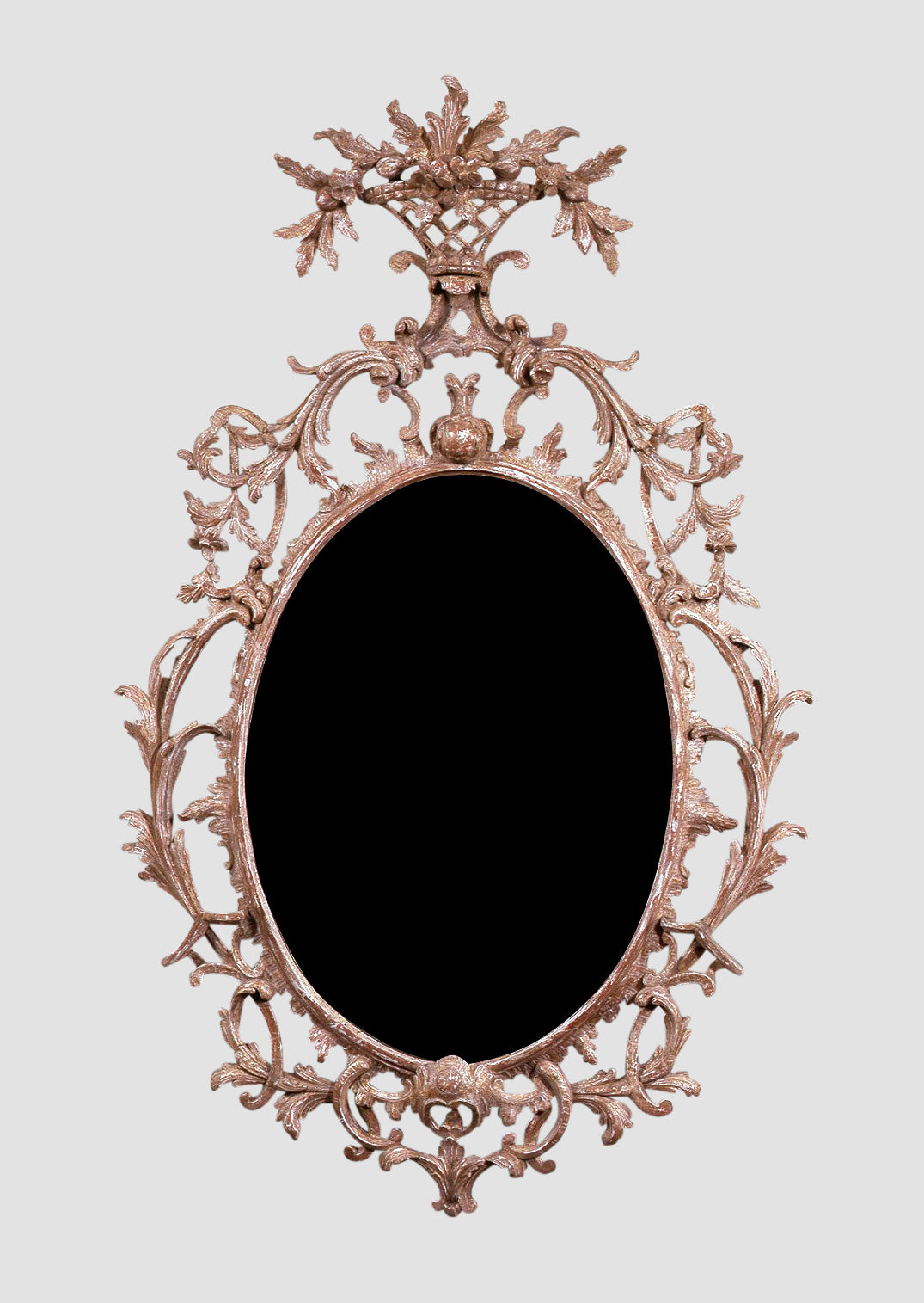 Oval Mirror With Basket Crest