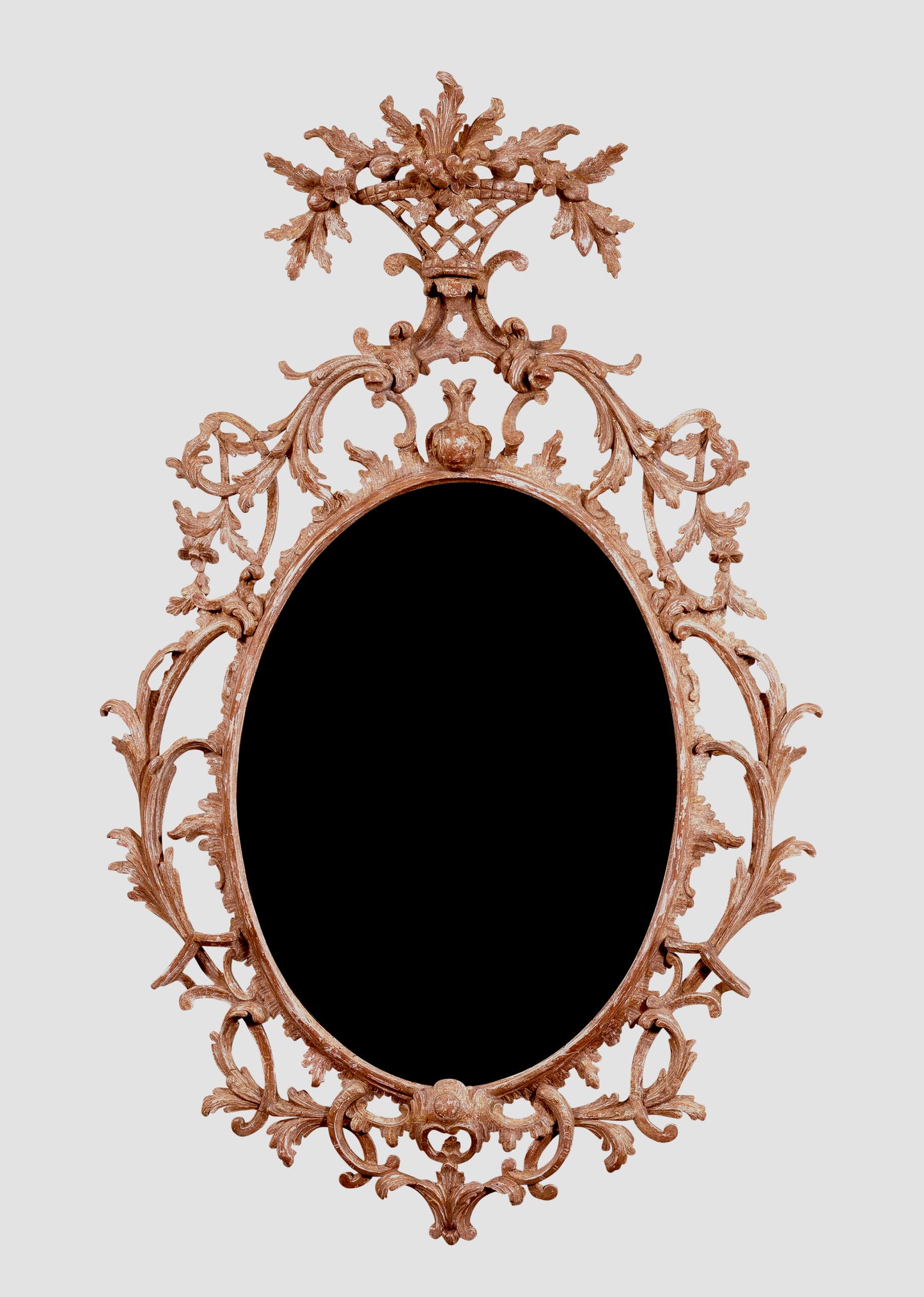 Oval Mirror With Basket Crest