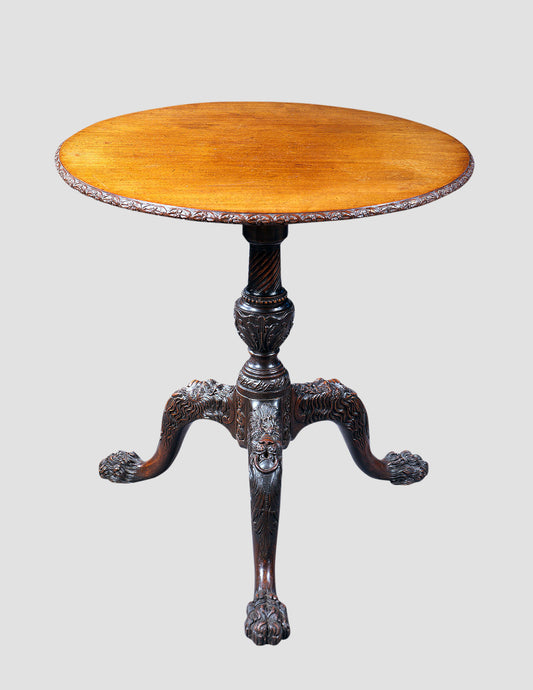 Mahogany Tripod Table With Hairy Paw Feet