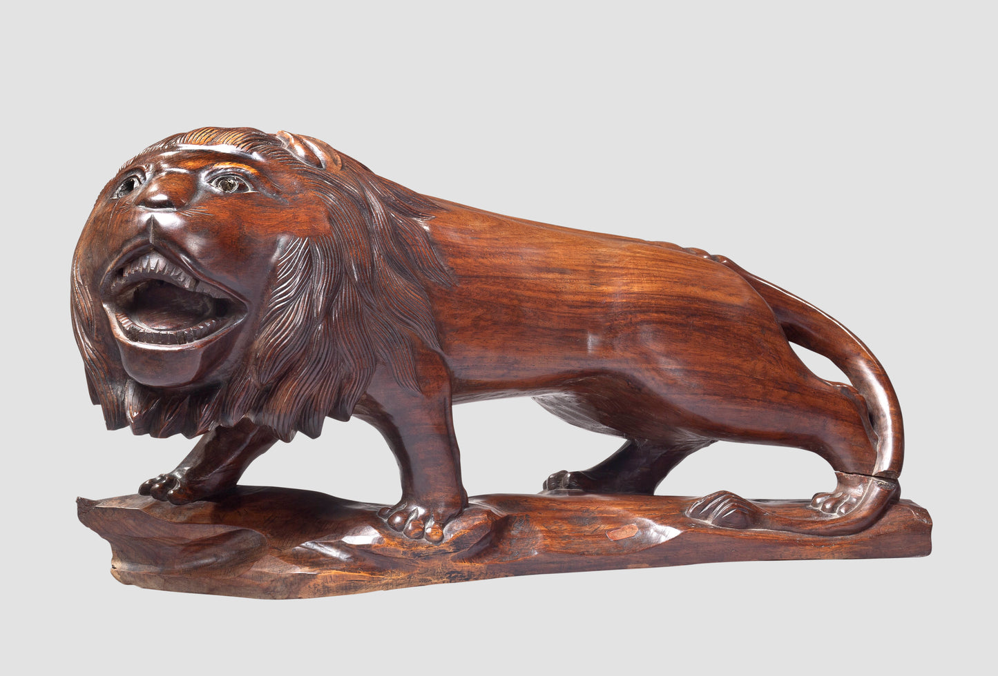 Wood Lion Sculpture