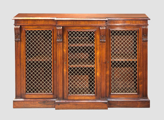 A Fine Small Rosewood Breakfront Cabinet