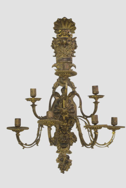 Seven Arm Regency French Ormolu Sconce 19th Century (Pair)