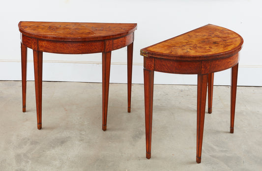 SATINWOOD DEMI-LUNE CARD TABLES c. 1775