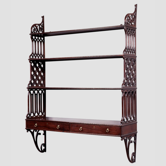 George II Mahogany Hanging Shelves in the Manner of Thomas Chippendale