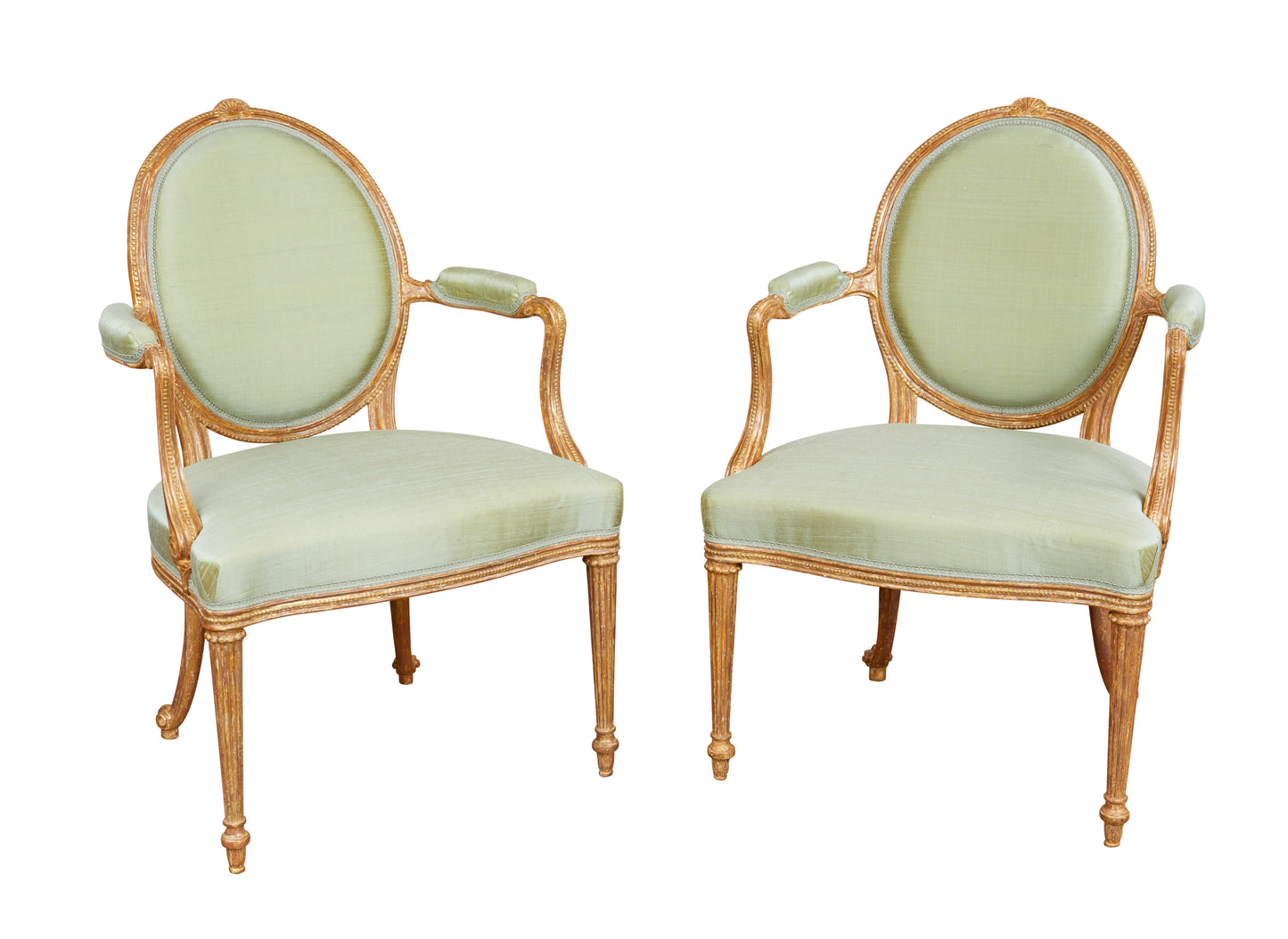 Pair of Gilded Open Armchairs Attributed to Thomas Chippendale, circa 1775