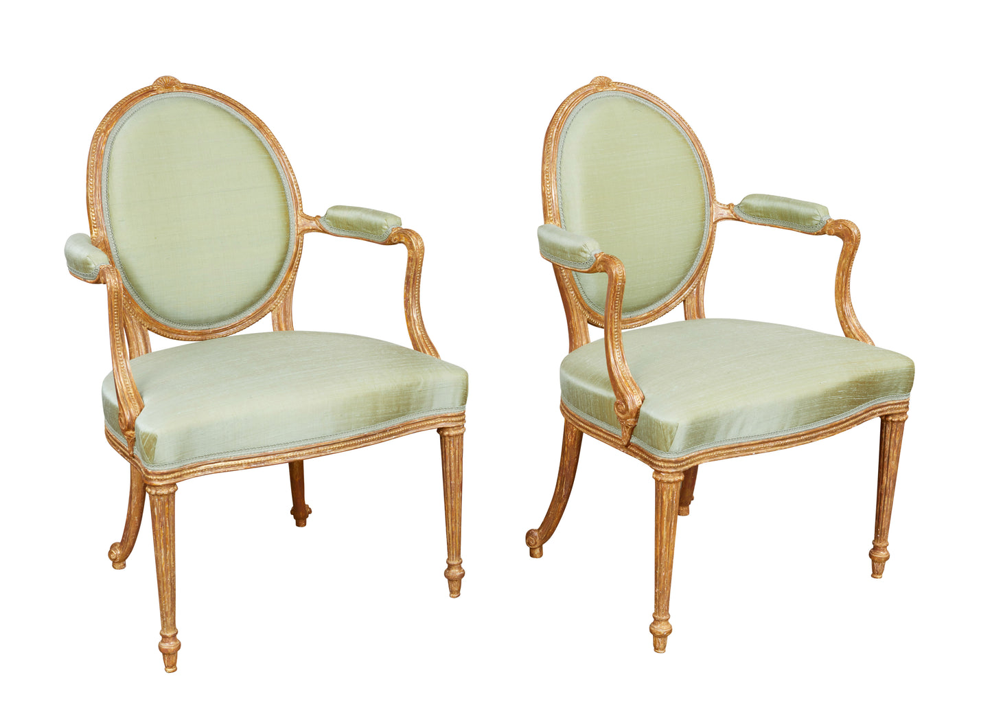 Pair of Gilded Open Armchairs Attributed to Thomas Chippendale, circa 1775