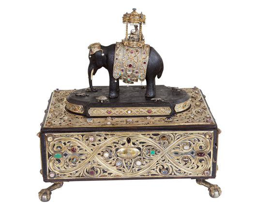 Carved Presentation Box with Silver and Semi-Precious Stones c. 1845