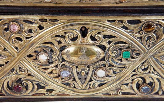 Carved Presentation Box with Silver and Semi-Precious Stones c. 1845