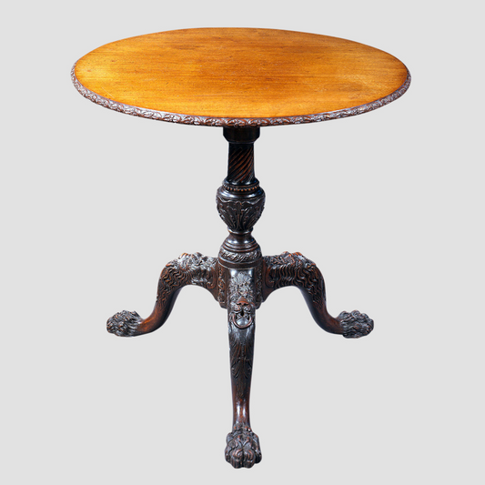 Mahogany Tripod Table With Hairy Paw Feet