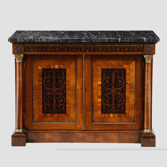 Marble top, Bullock style cabinet circa 1810