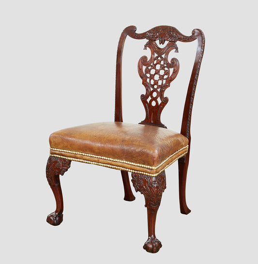 Mahogany Chair with Carved Oak Leaf Decoration