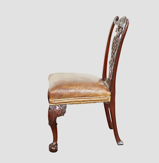 Mahogany Chair with Carved Oak Leaf Decoration