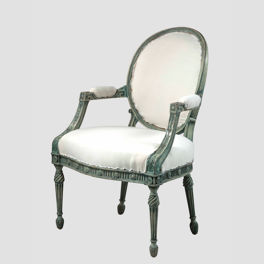 Painted Neoclassical Open Armchair Mayhew and Ince