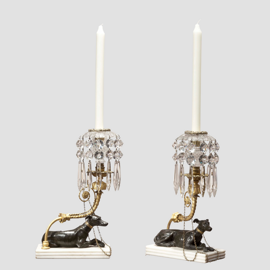 Pair Greyhound Candlestics
