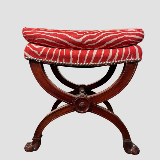 Pair of French Restoration Mahogany X-frame Stools