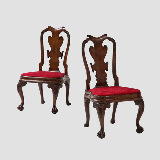 Pair of walnut Anglo-Dutch side chairs circa 1715.