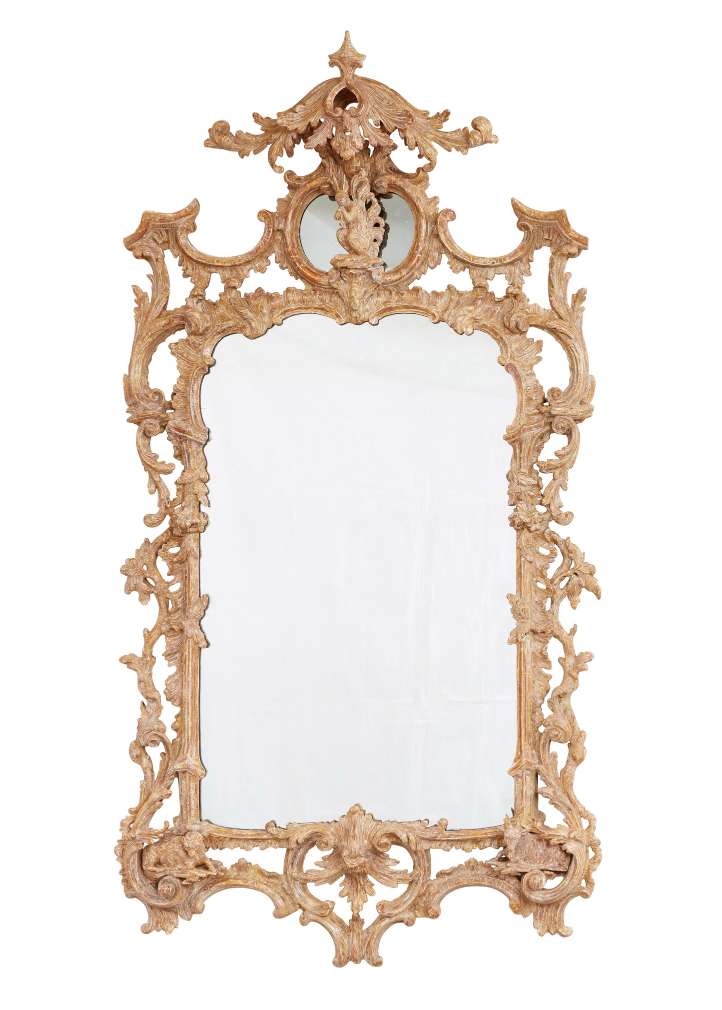 Carved Rococo Looking Glass with Pagoda Top