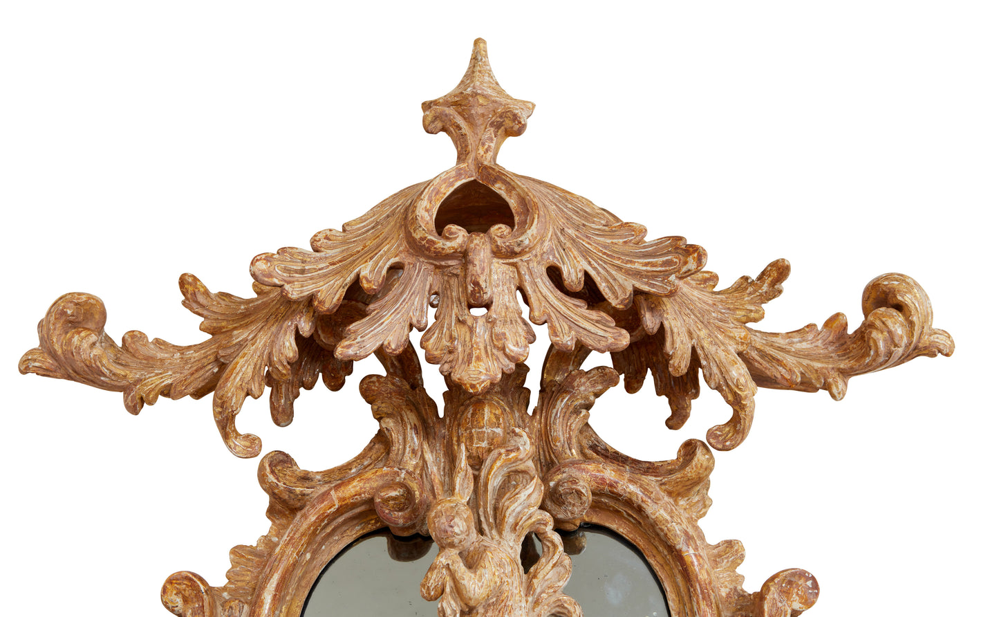 Carved Rococo Looking Glass with Pagoda Top