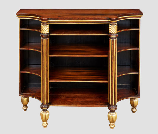 Rosewood Open Shelf and Shaped Regency Bookcase