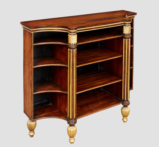 Rosewood Open Shelf and Shaped Regency Bookcase