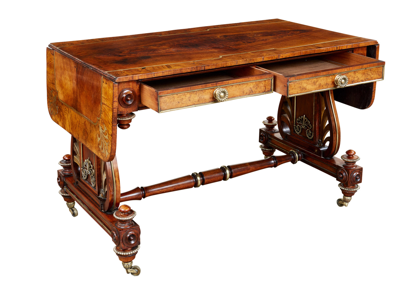 George Bullock Style Sofa Table of Rosewood and Oak, circa 1830