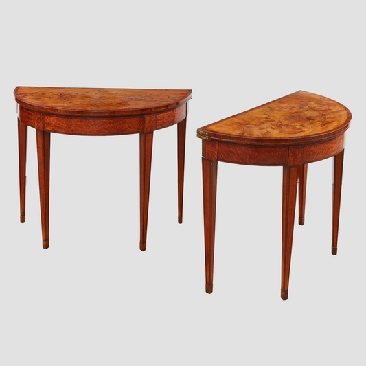 SATINWOOD DEMI-LUNE CARD TABLES c. 1775