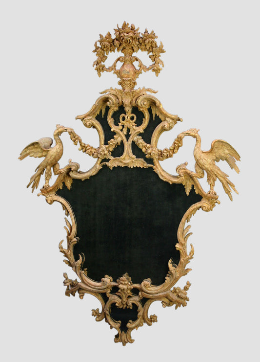 Carved Cartouche Shaped Rococo Mirror