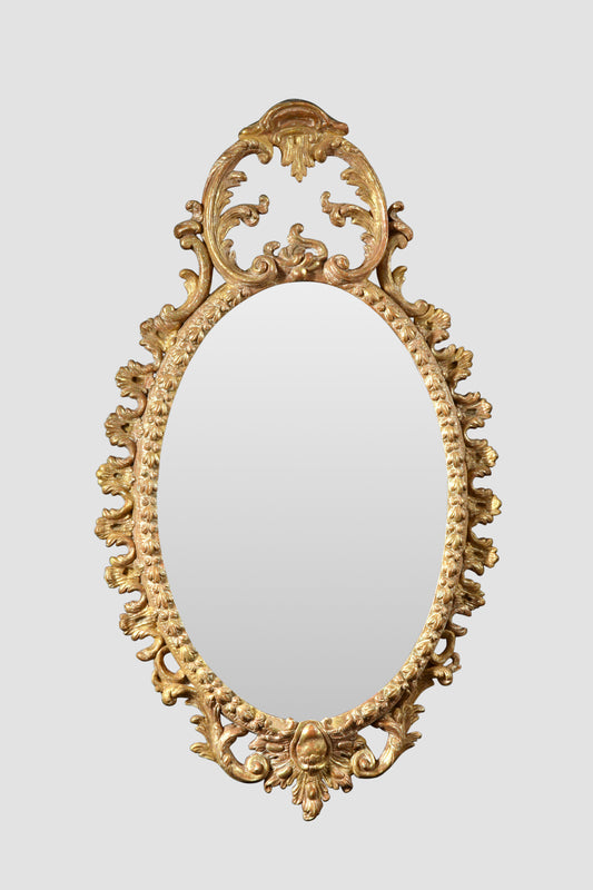 Small Neoclassical Carton Pierre Oval Mirror