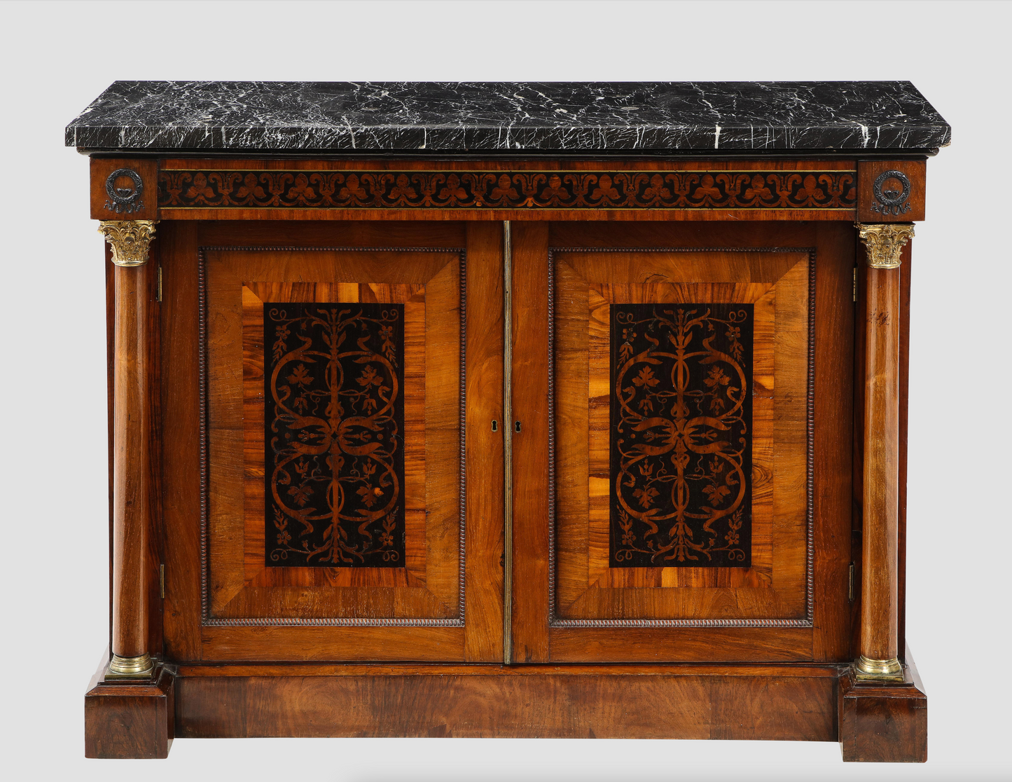 Marble top, Bullock style cabinet circa 1810