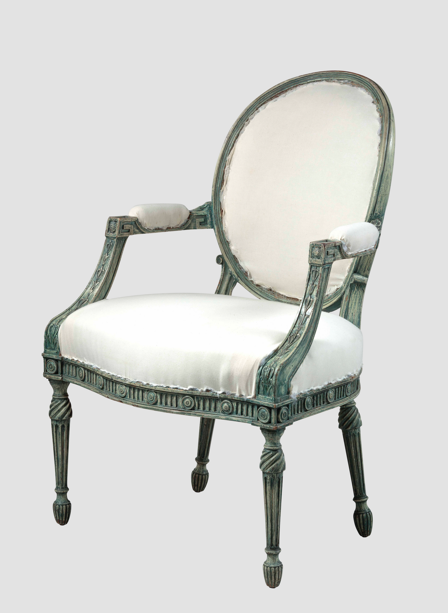 Painted Neoclassical Open Armchair Mayhew and Ince