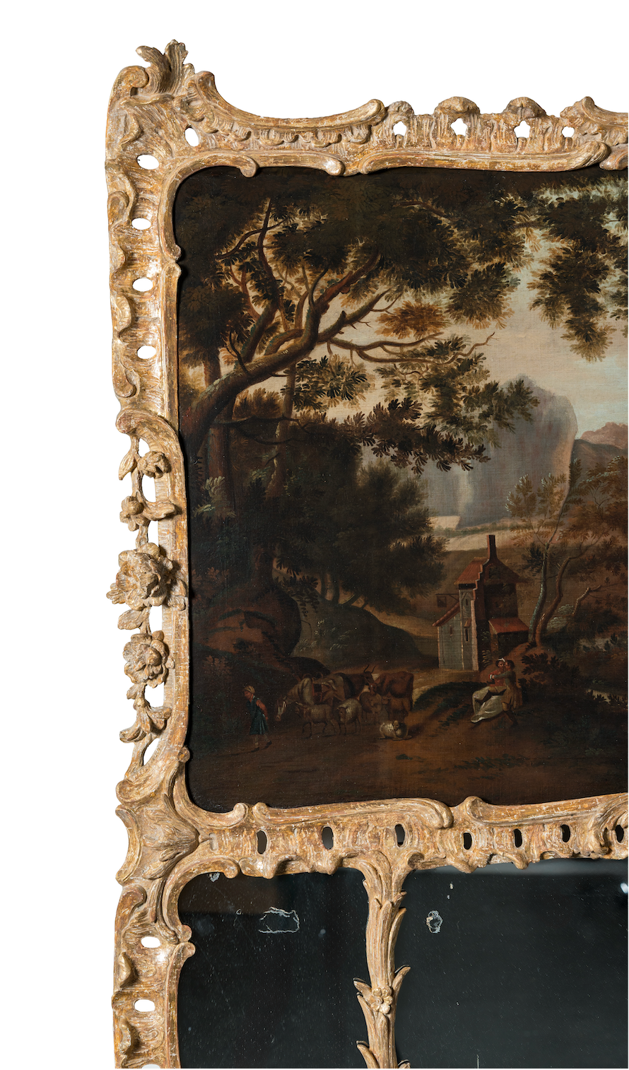 Carved and gilded trumeau mirror c. 1740