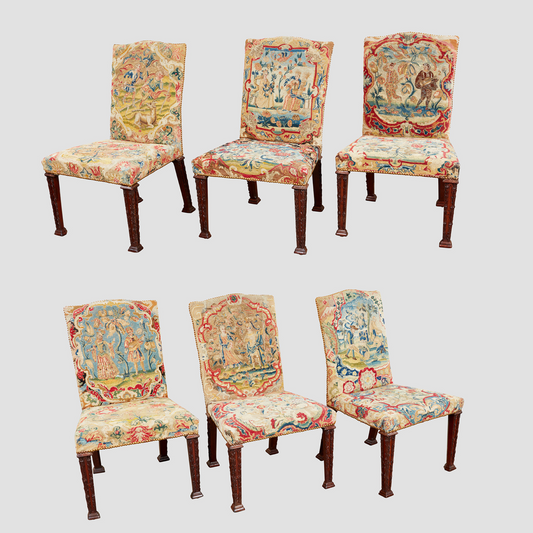 Set of Six Needlepoint Covered Side Chairs circa 1760