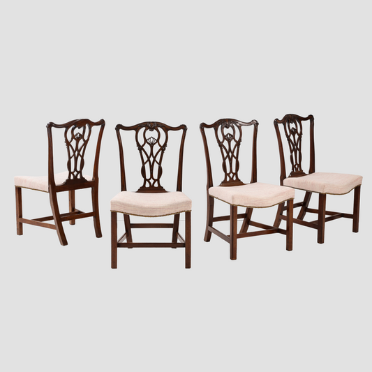 Set of four Chippendale dining chairs
