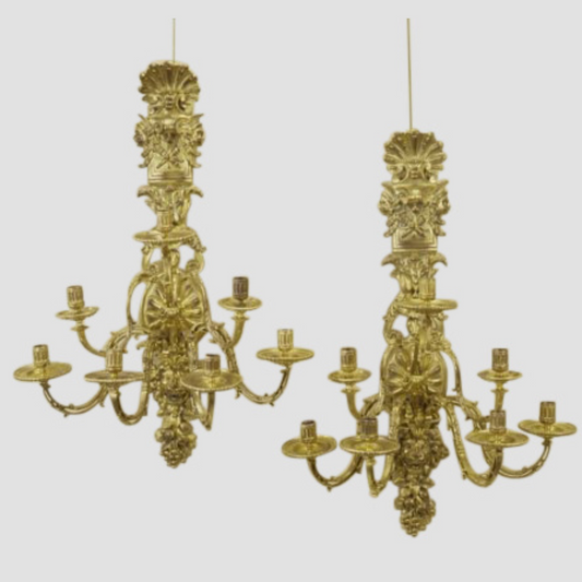 Seven Arm Regency French Ormolu Sconce 19th Century (Pair)
