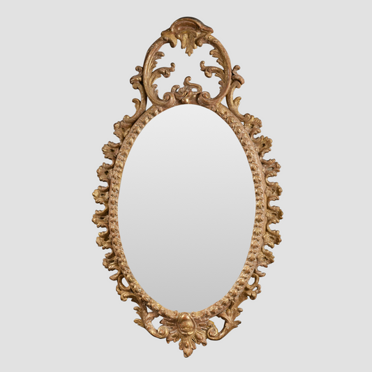 Small Neoclassical Carton Pierre Oval Mirror