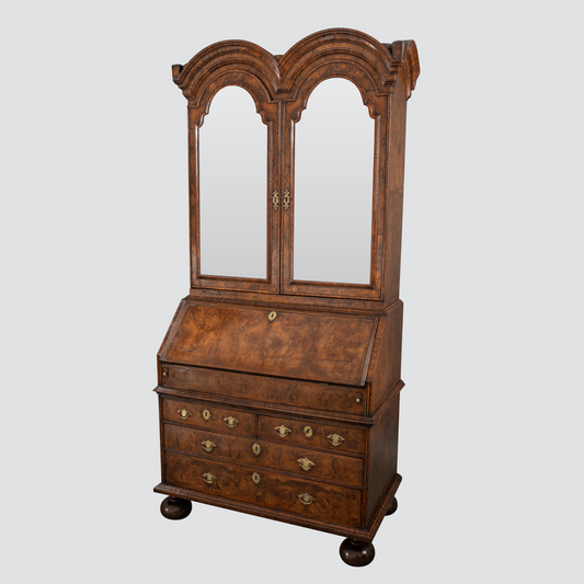 Walnut Double Dome Bureau Bookcase