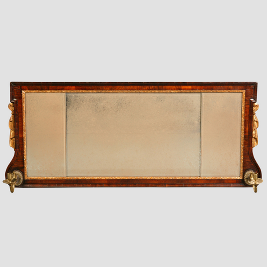 Walnut and Parcel Gilt Overmantle