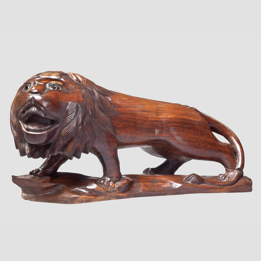 Wood Lion Sculpture