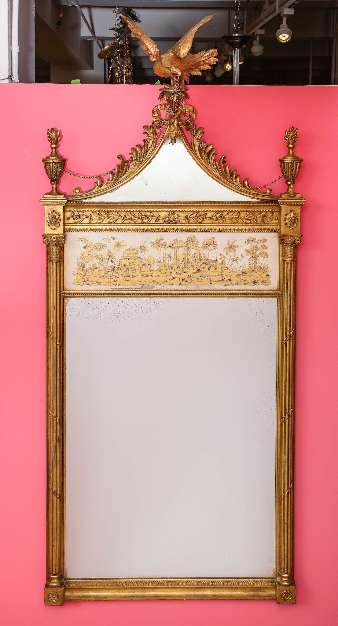 Neoclassical-style-mirror-with-verre-eglomise-panel-1