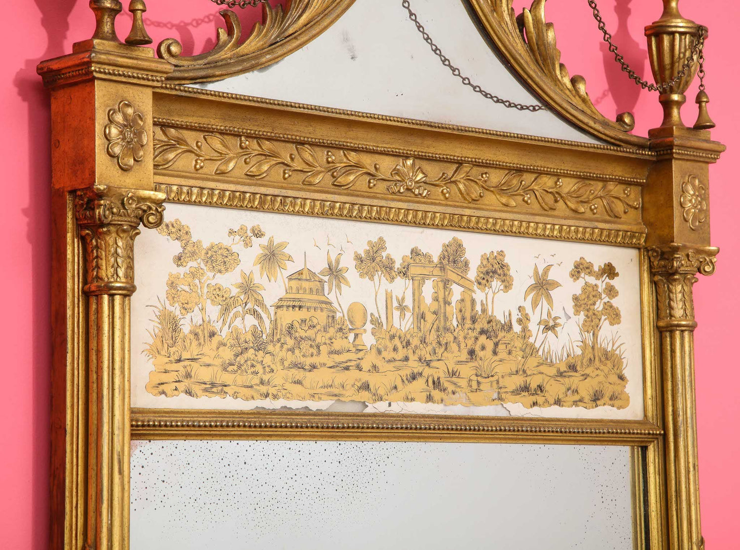 Neoclassical-style-mirror-with-verre-eglomise-panel-3