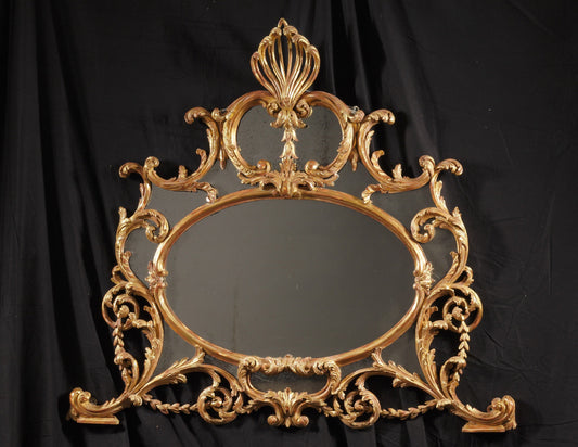 Giltwood-Overmantle-Mirror-in-the-Manner-of-Chippendale
