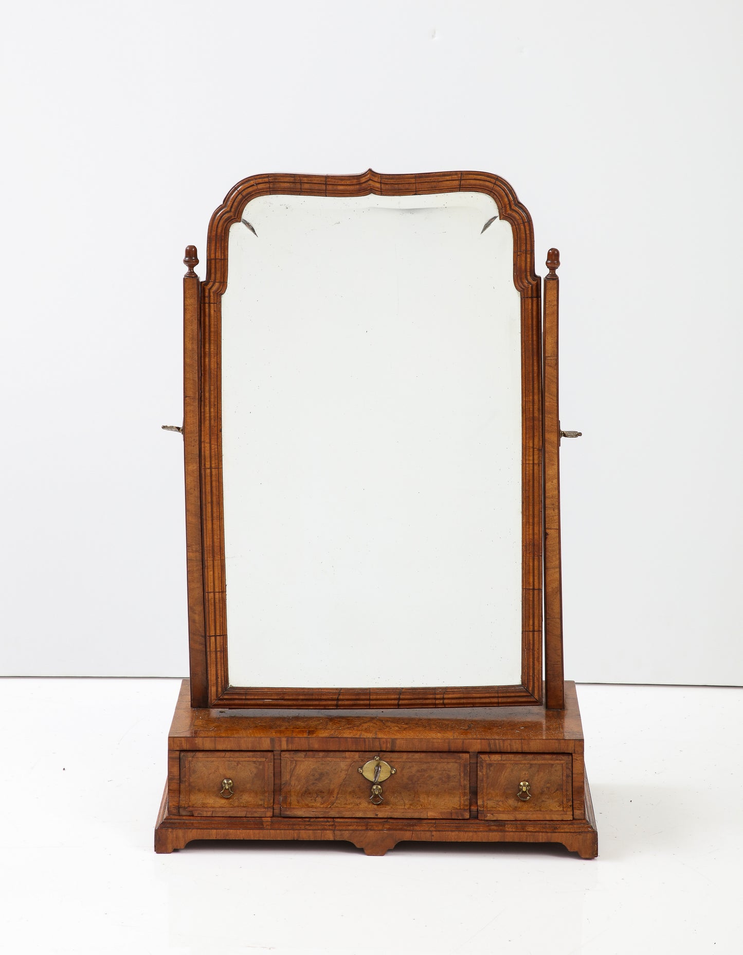 Burr walnut shaving mirror