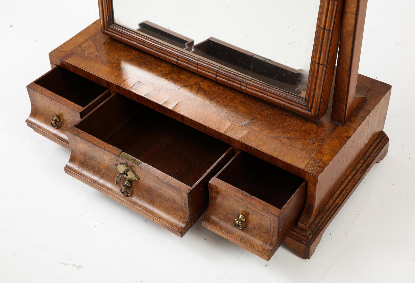 Burr walnut shaving mirror