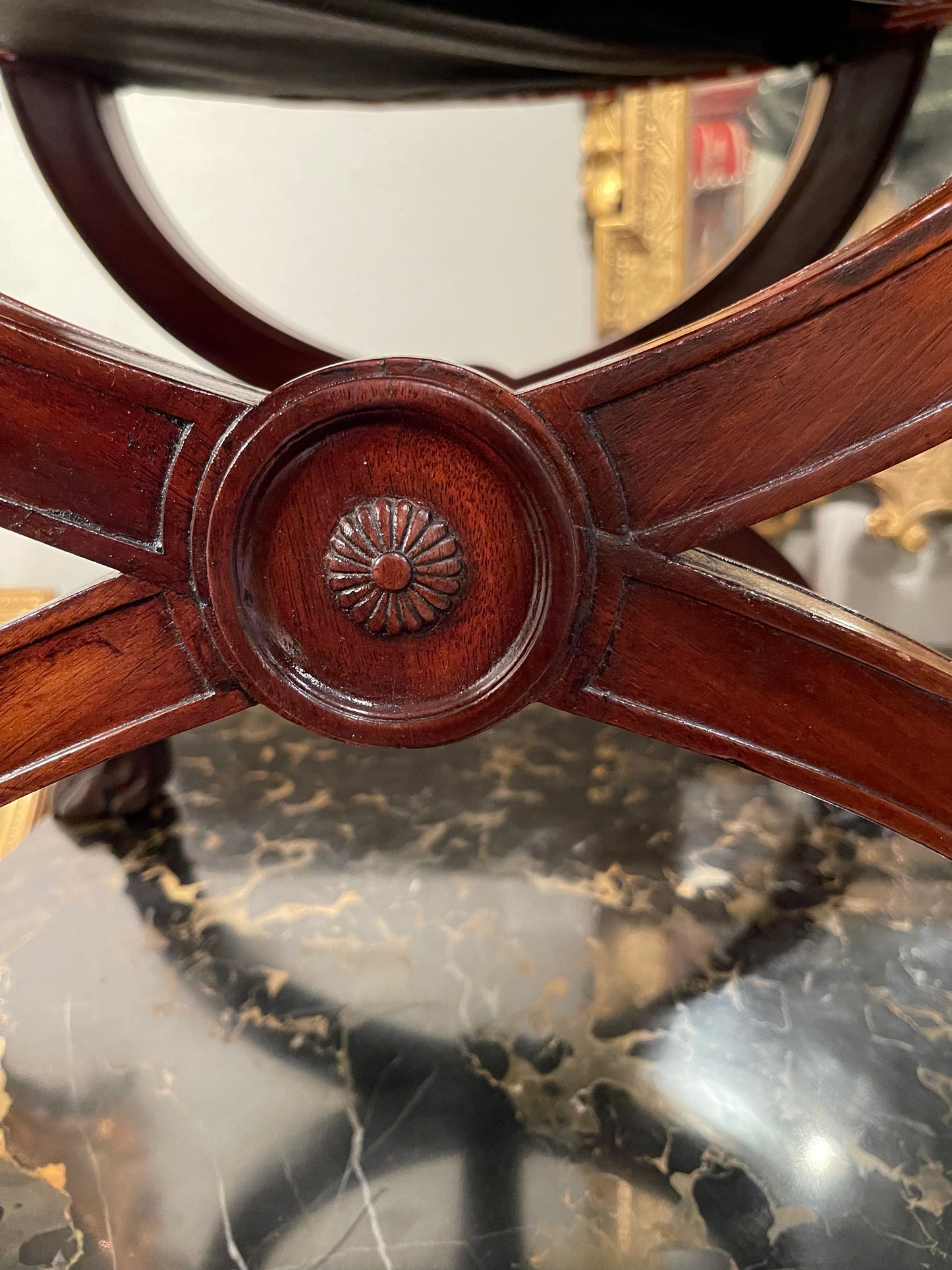 Pair of French Restoration Mahogany X-frame Stools