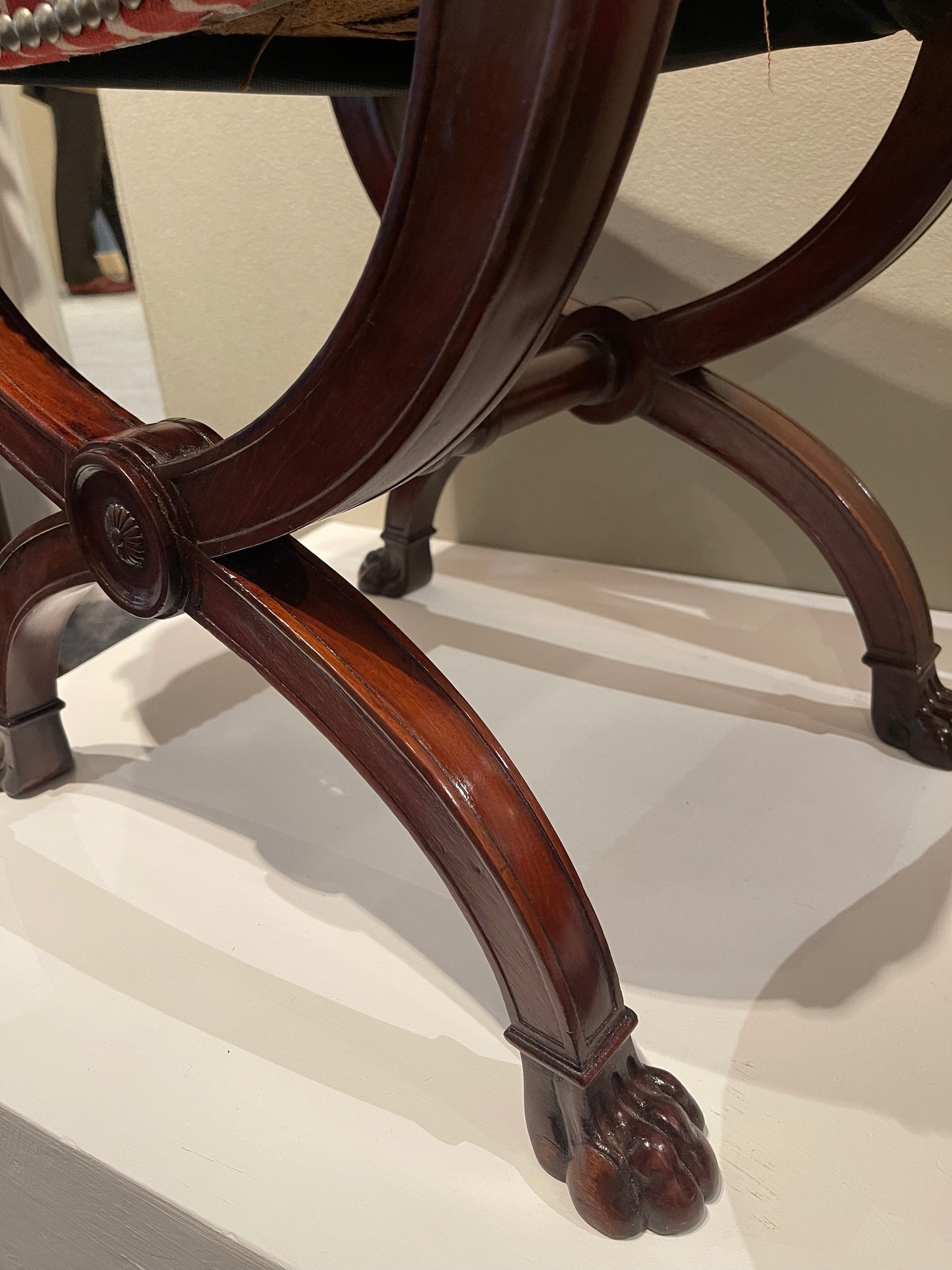 Pair of French Restoration Mahogany X-frame Stools