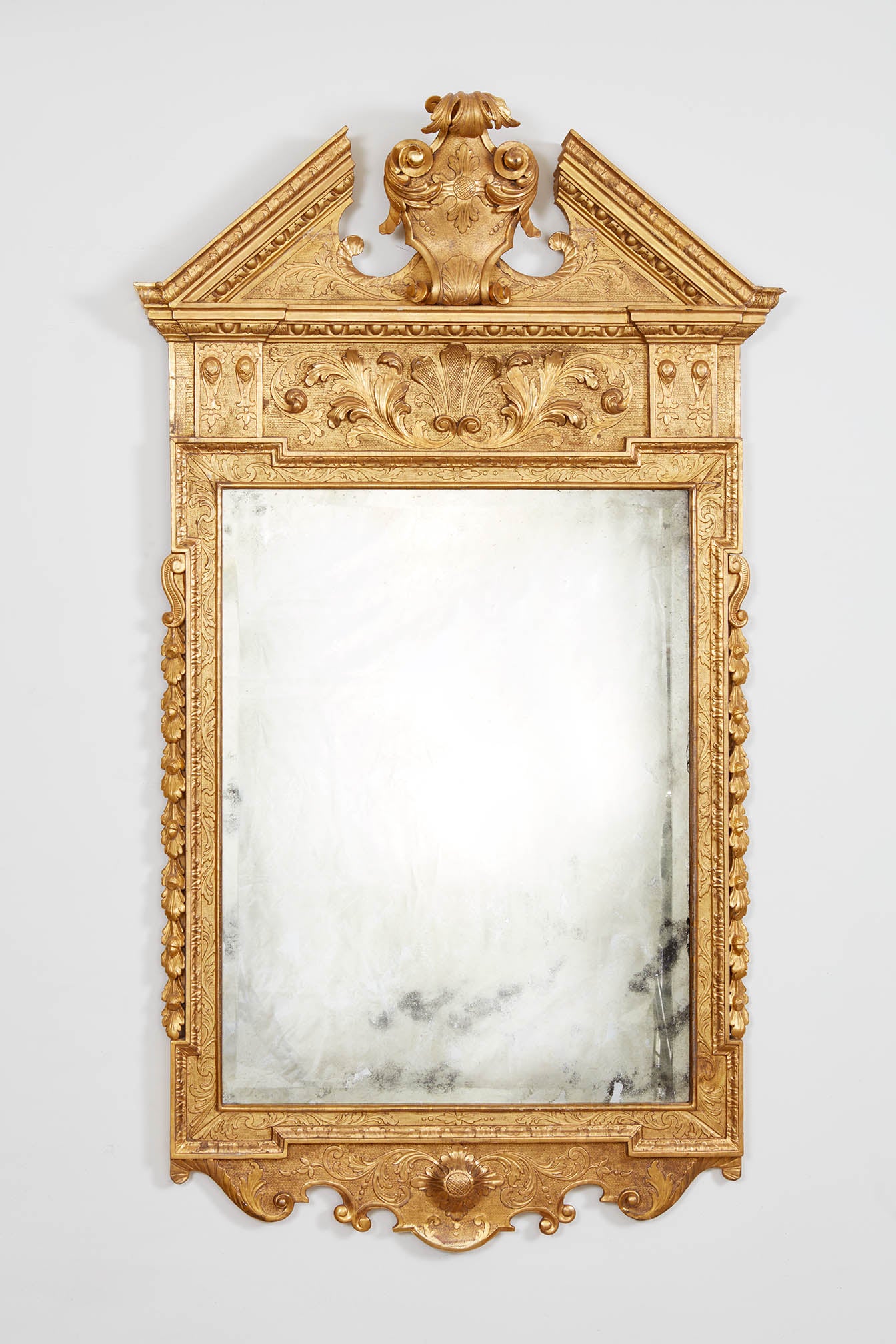 English Carved and Gilded Palladian Mirror