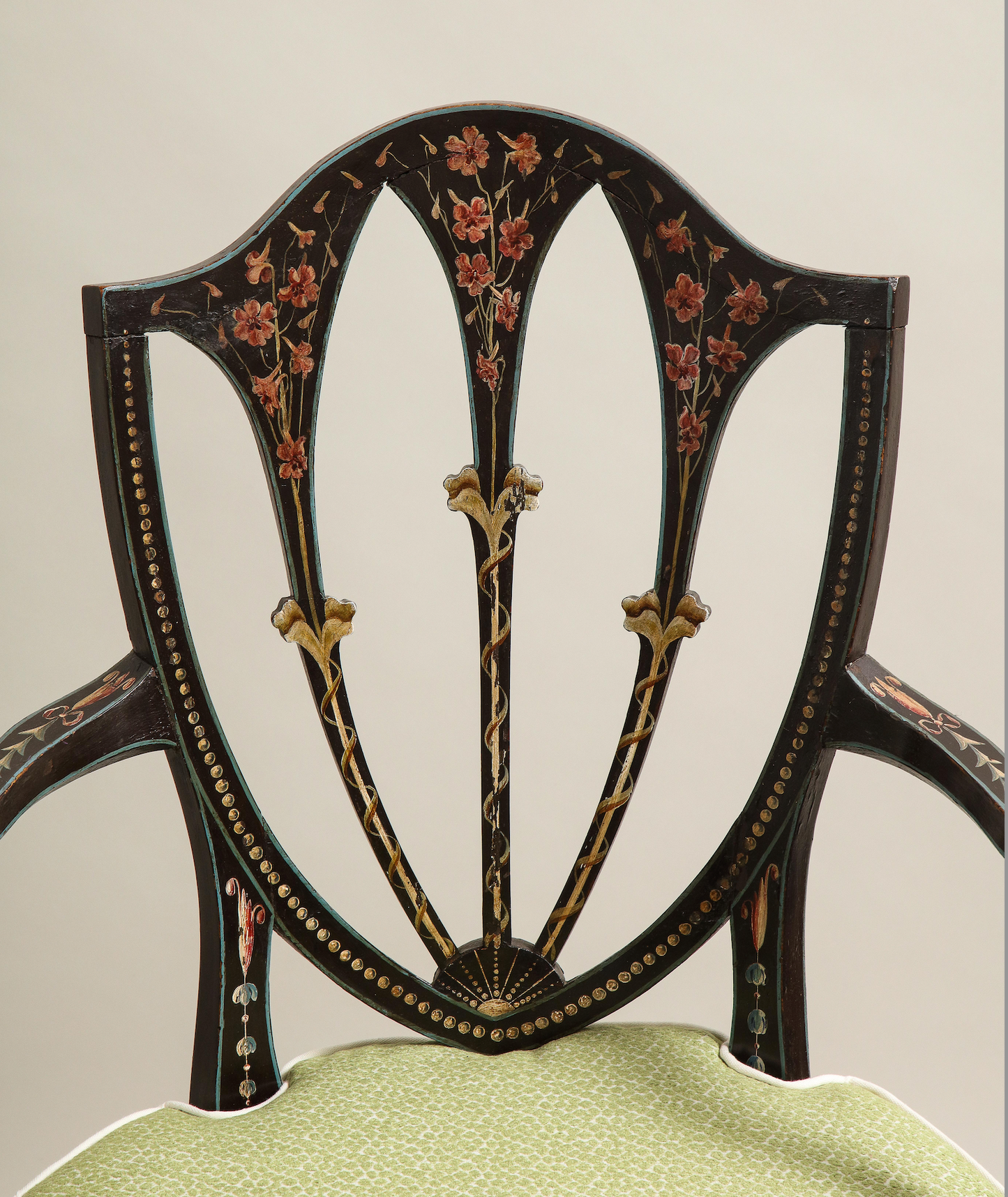 Pair of Hepplewhite Painted Open Armchairs, circa 1785