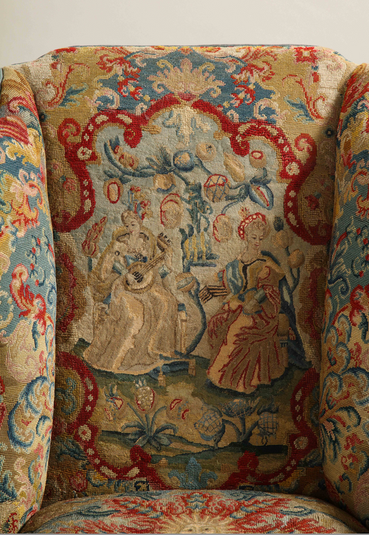 Walnut Wingchair with Original Needlepoint circa 1735