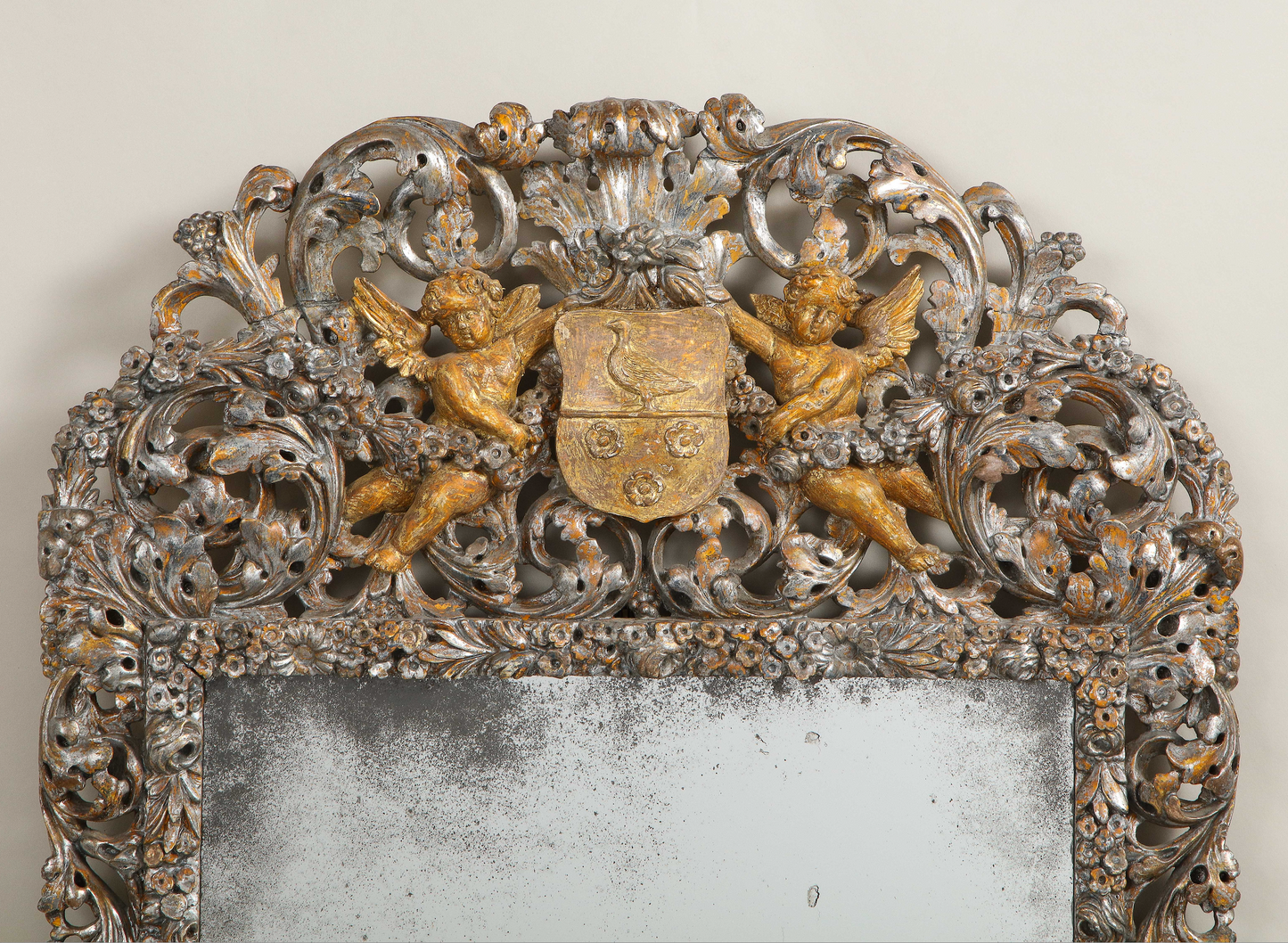 Charles II Silver Gilt Mirror