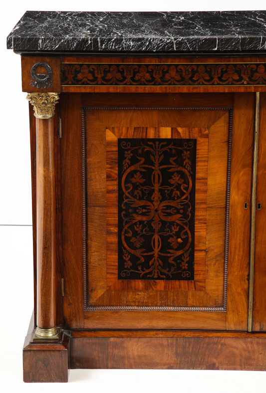Marble top, Bullock style cabinet circa 1810
